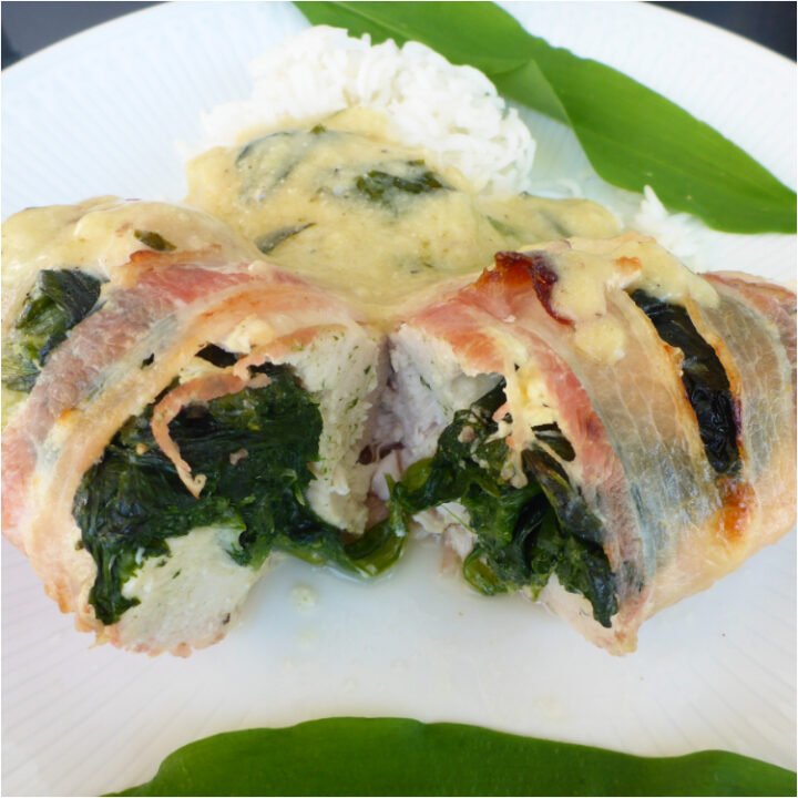 Wild Garlic Chicken Wrapped in Bacon With Creamy mustard sauce