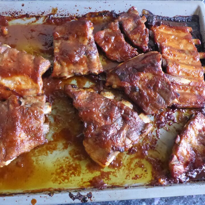 Ribs With BBQ Sauce In Oven