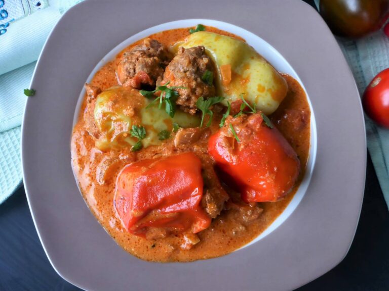 Mini Stuffed Peppers In Creamy Tomato Sauce