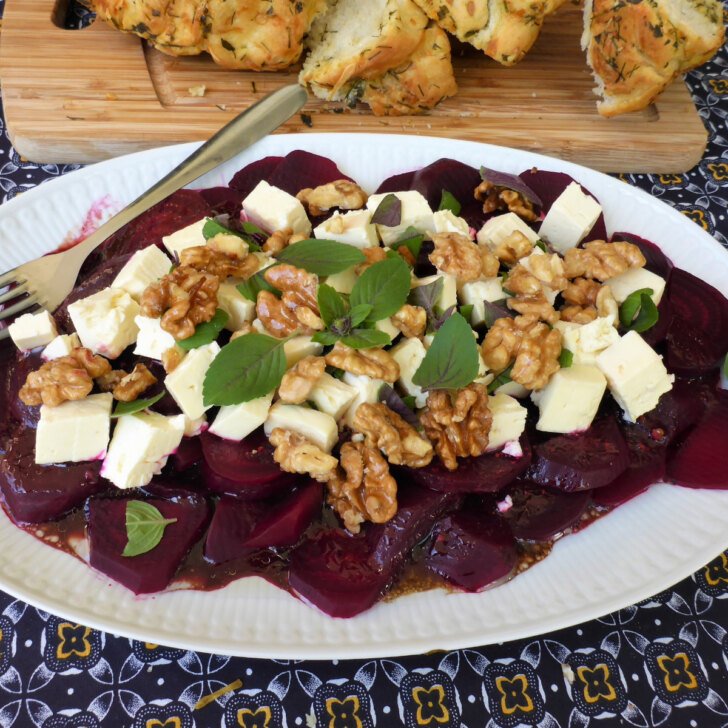 Feta Walnut Beetroot Salad With Balsamic Vinaigrette