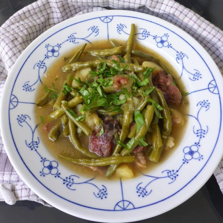 German green bean soup with beef and potatoes