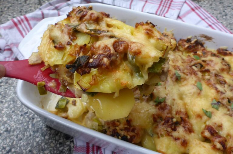 Potato leek casserole with ground pork