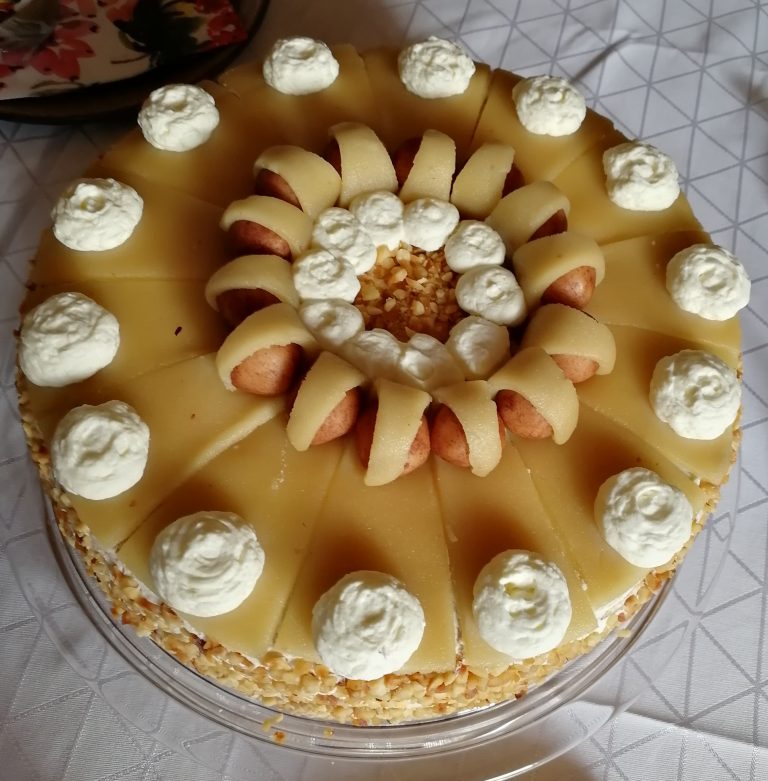 German Marzipan Hazelnut Cherry Cream Cake - Ester kocht