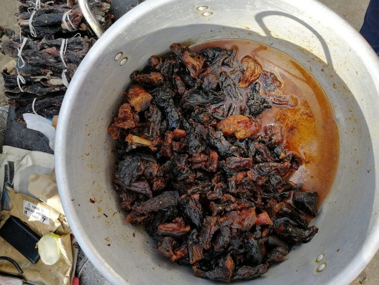 Namibian Dried Meat Strips Stew (Eedingu) Ester kocht