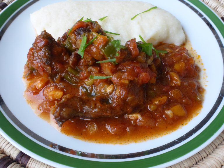 Namibian Dried Meat Strips Stew (Eedingu) Ester kocht