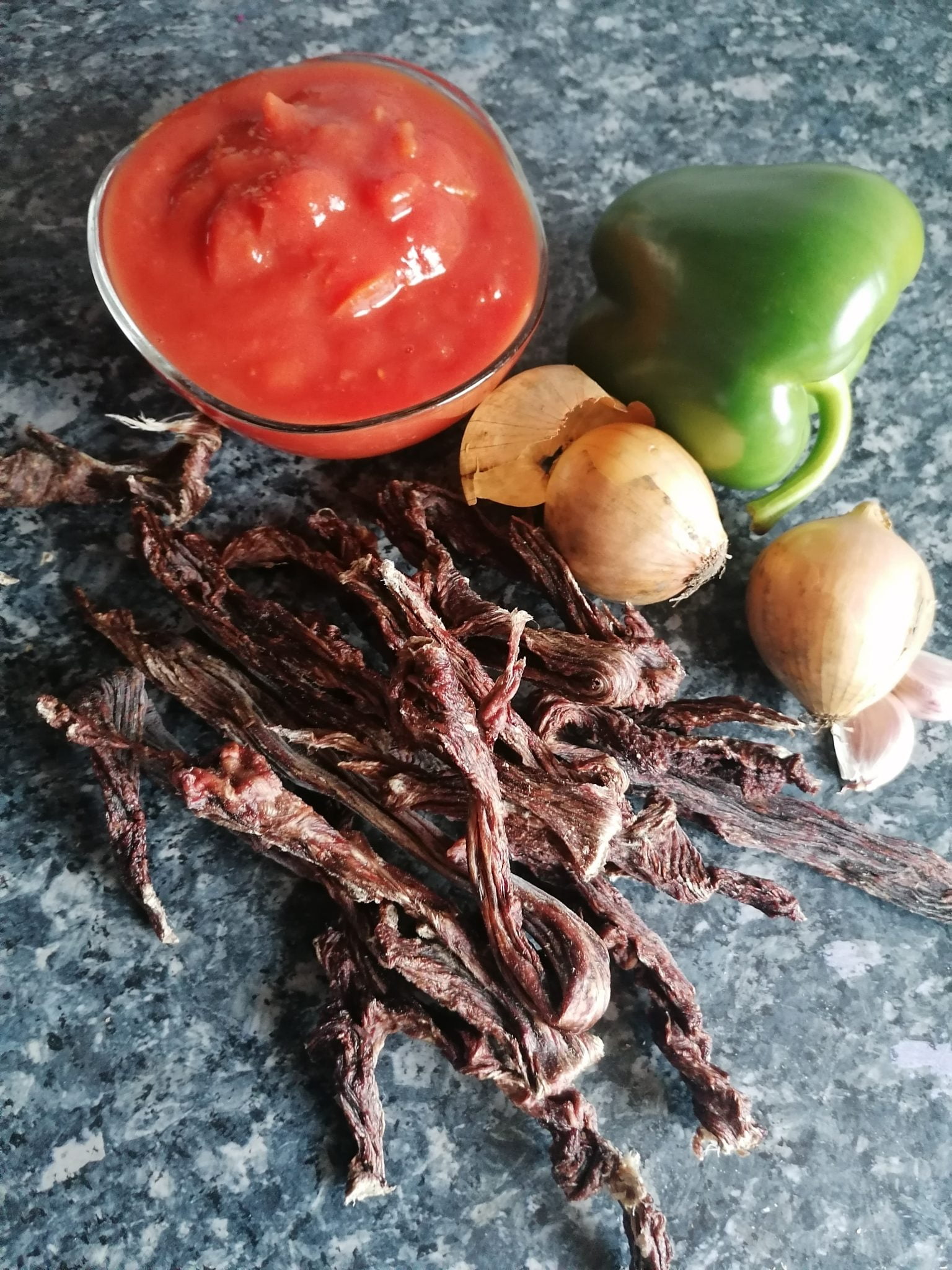 Namibian Dried Meat Strips Stew (Eedingu) Ester kocht