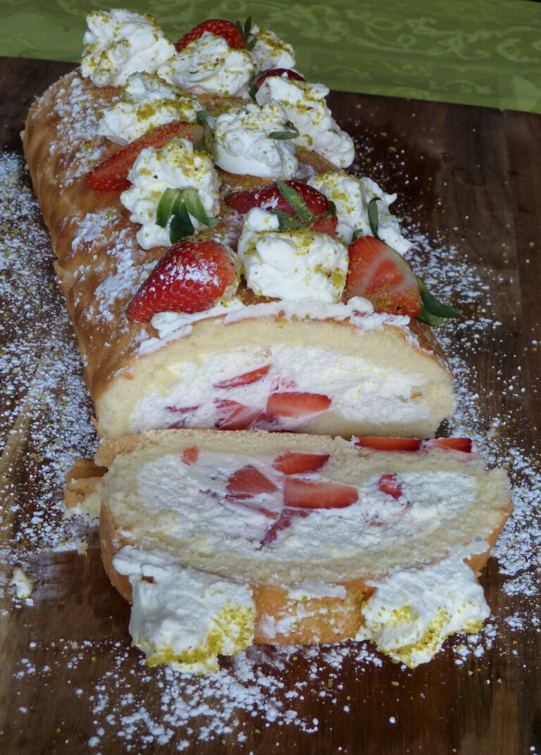 German Strawberry Cream Roll (Erdbeerrolle)