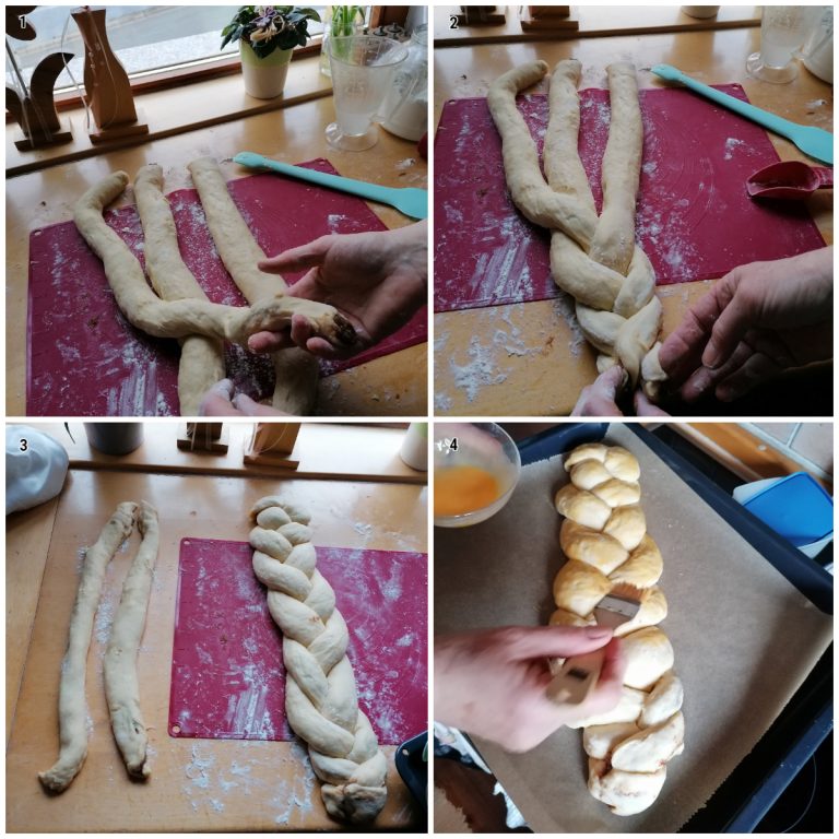 Nusszopf ohne Hefe mit Marzipan Nuss Nougat Füllung - Ester kocht