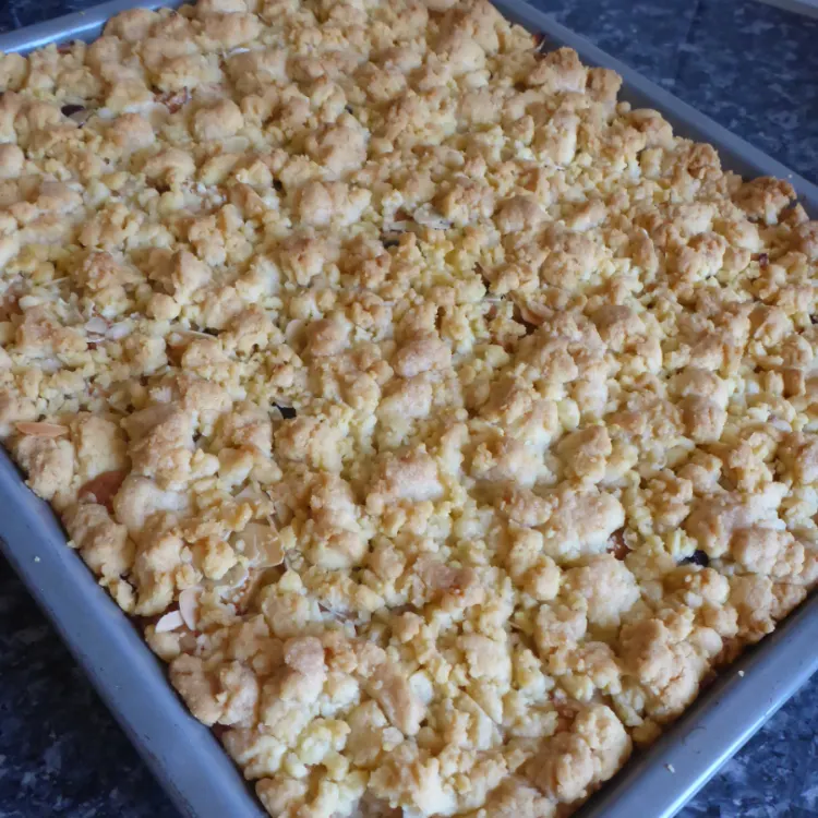 Saftiger Apfelkuchen vom Blech mit Streusel Rührteig - Ester kocht