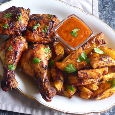 Chicken And Potato Tray Bake With Dipping Sauce
