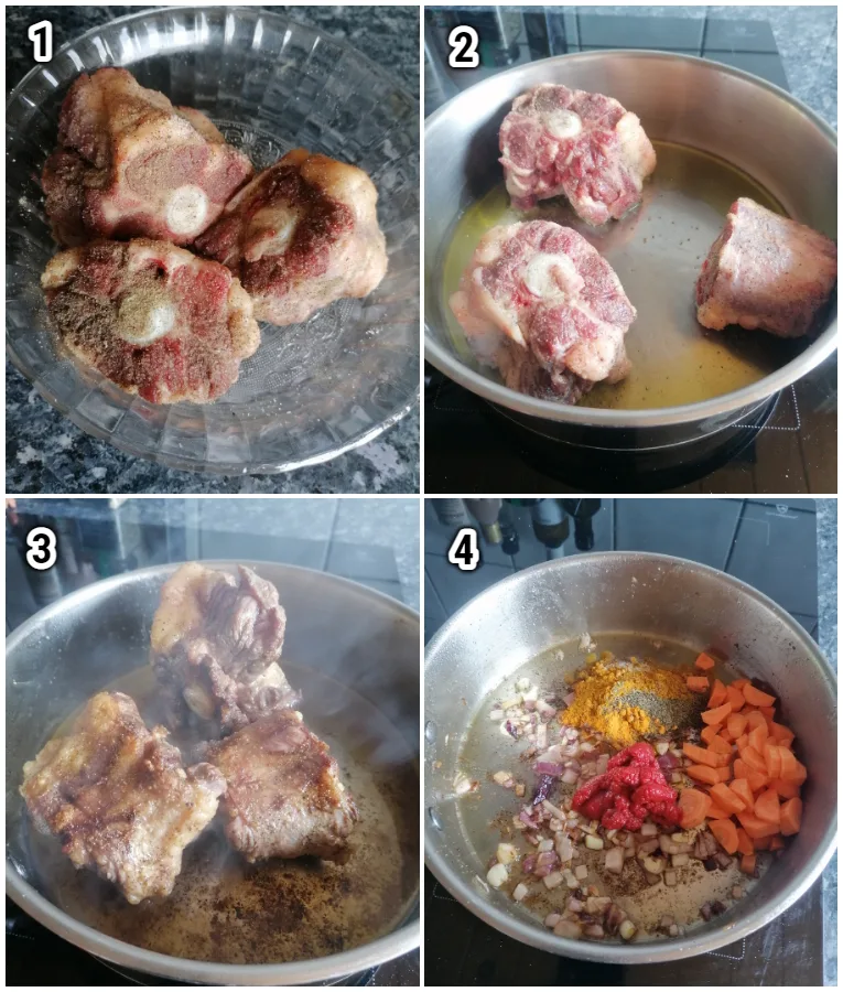 Step by step on how to make oxtail stew.