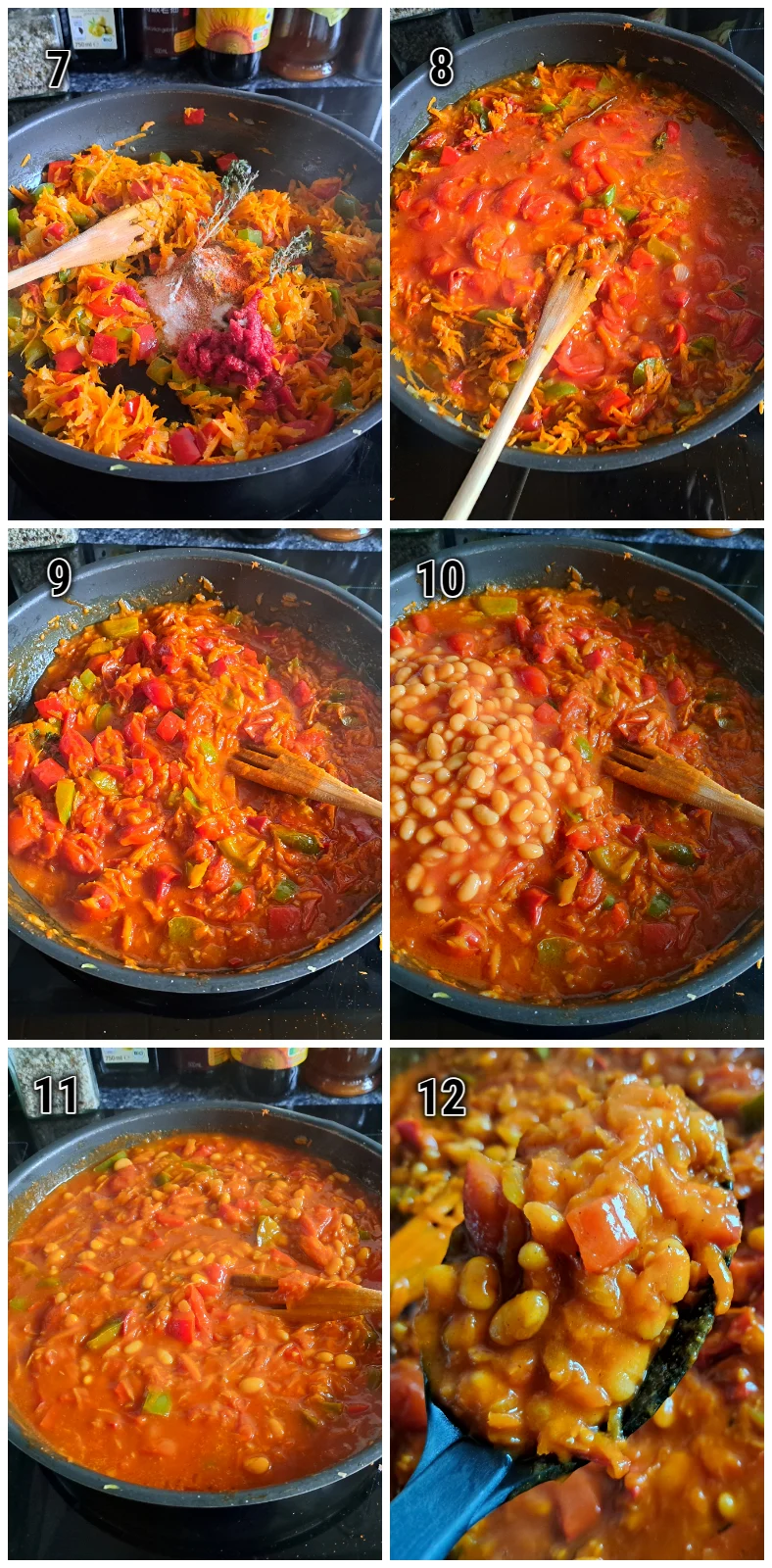 A step-by-step collage on how to make chakalaka.
