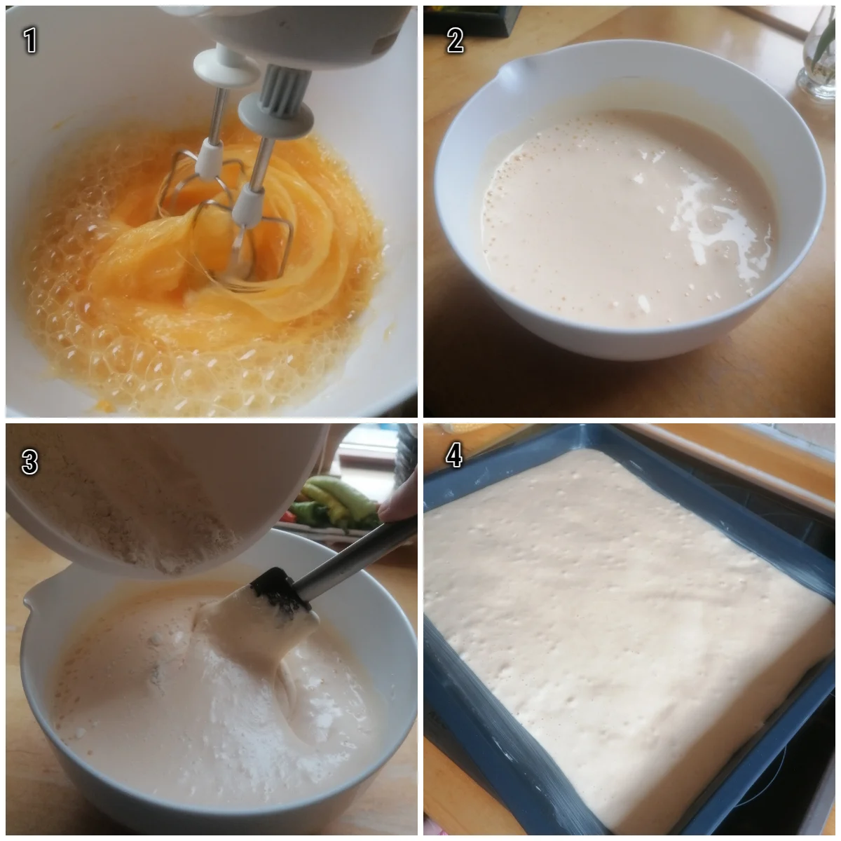 Step-by-step image guide on how to make sponge cake.