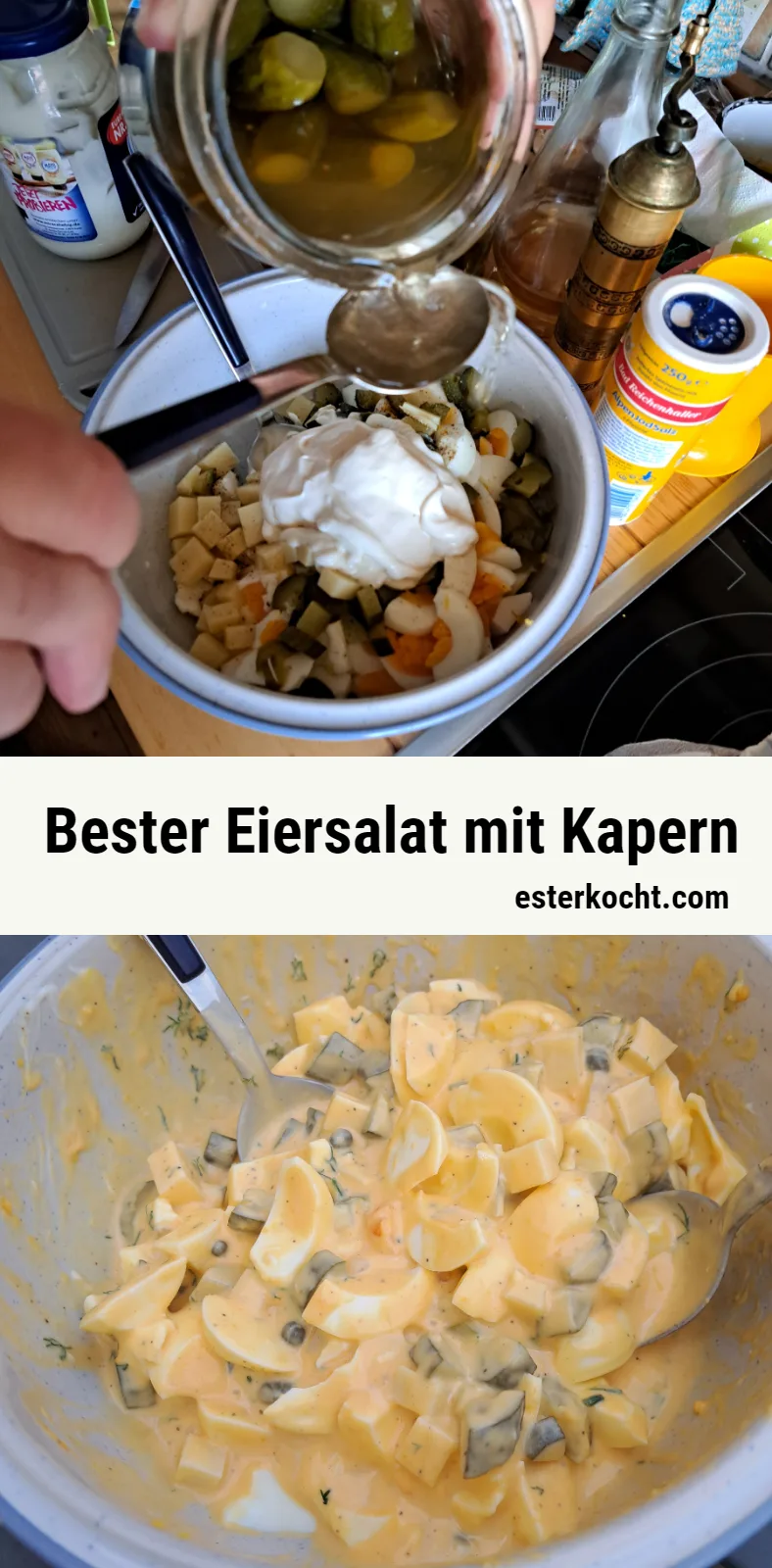 köstliche, einfache und schnelle Eiersalat-Rezept mit Kapern! Frische Zutaten wie Sauergurken, Käse und Dill verleihen diesem Salat eine unwiderstehliche Note. Perfekt für Familienfeiern oder als leichte Mahlzeit.