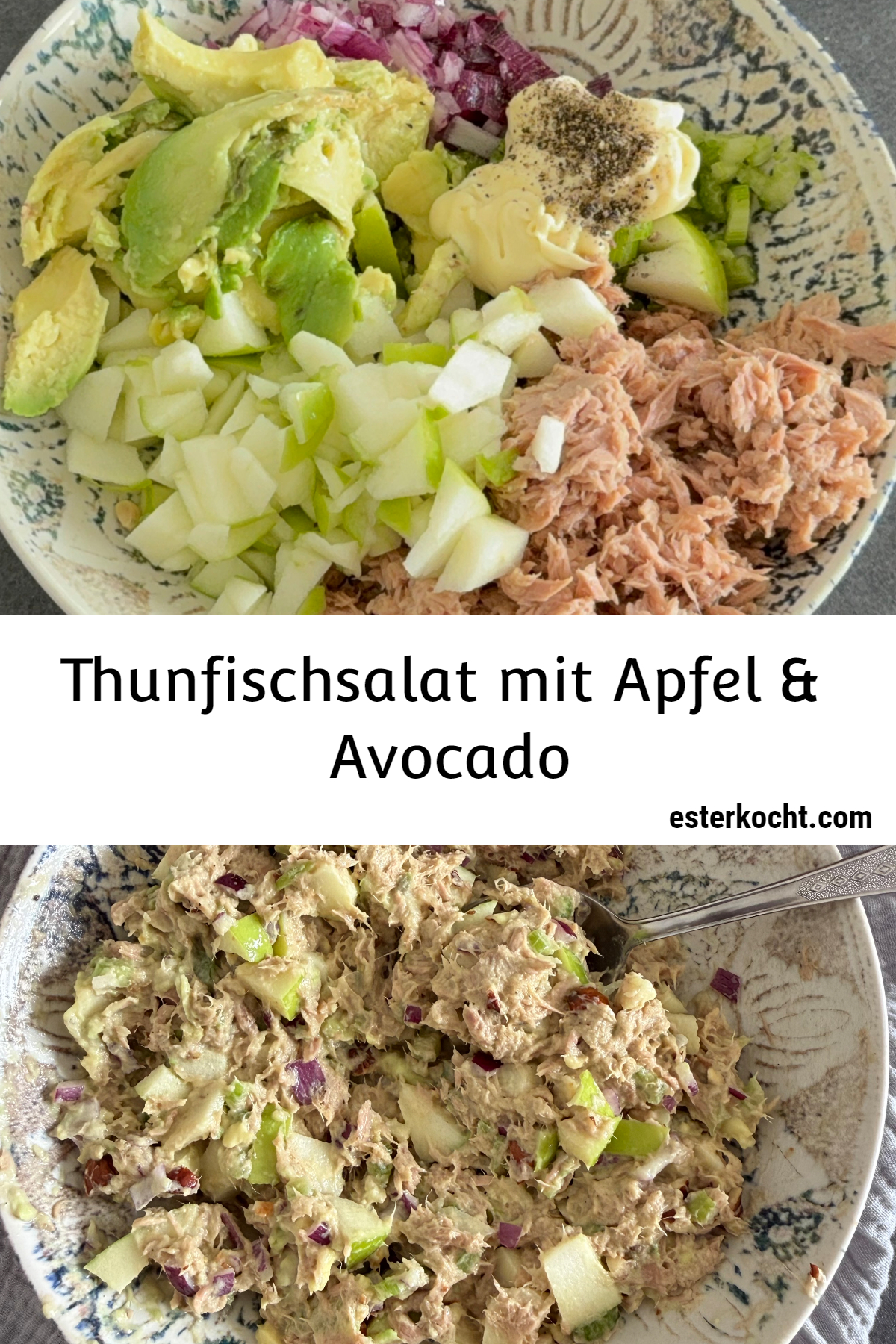 Cremiger Apfel Thunfischsalat mit Avocado